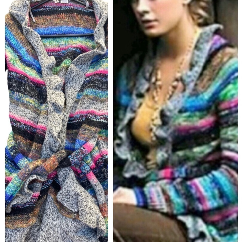 ANTHROPOLOGIE Moth Splash of Color Long Cardigan Size Small Multicolored Jacket